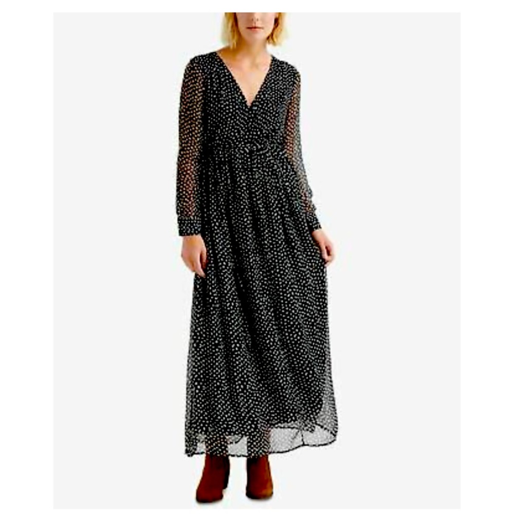 Lucky Brand Black Polka Dot Maxi Dress